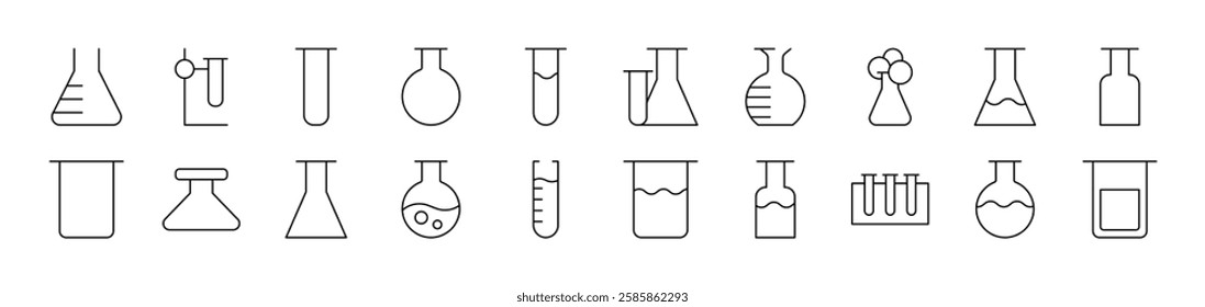 Laboratory Bulbs Pack of Thin Icons. Editable Stroke. Suitable for Web Sites, Books, Cards, Apps 