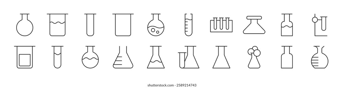 Laboratory Bulbs Related Icon Set. Editable Stroke. Suitable for Web Sites, Books, Cards, Apps 