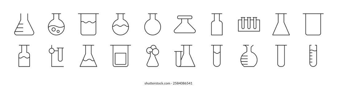 Laboratory Bulbs Set of Thin Icons. Editable Stroke. Suitable for Web Sites, Books, Cards, Apps 
