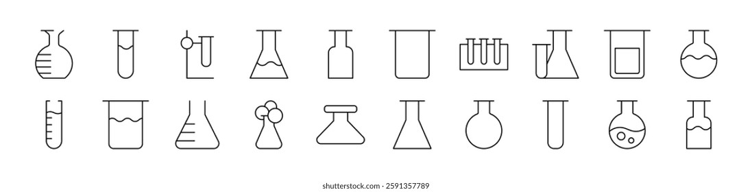 Laboratory Bulbs Simple Isolated Line Icons Collection. Editable Stroke. Suitable for Web Sites, Books, Cards, Apps