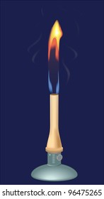 Laboratory bunsen gas burner on blue background. vector