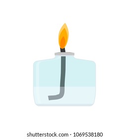 Laboratory burner with fire. Vector bunsen burner illustration for lab test