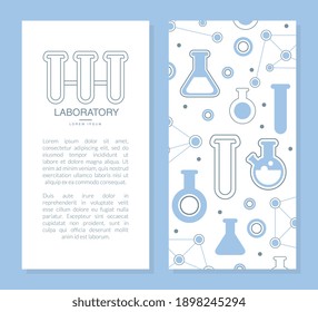Vorlage für Laborkarten mit Platz für Text, Banner, Plakat, Flyer, Design mit Laborgeräten - Vektor-Vektorgrafik ohne Muster