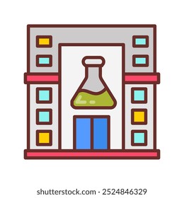Ícones preenchidos do centro de laboratório, ilustração vetorial