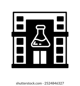 Icono de glifo del centro de laboratorio, Ilustración vectorial