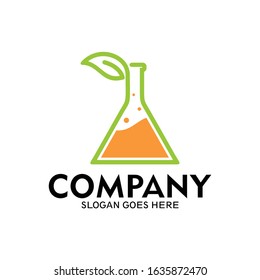 Laboratory Center Logo Template. Erlenmeyer Flask With Plant Logo