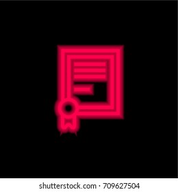 Laboratory Certificate red glowing neon ui ux icon. Glowing sign logo vector