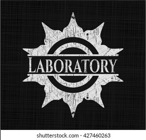 Laboratory chalk emblem, retro style, chalk or chalkboard texture