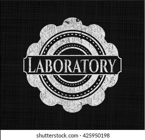 Laboratory chalk emblem written on a blackboard