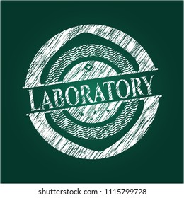 Laboratory chalkboard emblem written on a blackboard