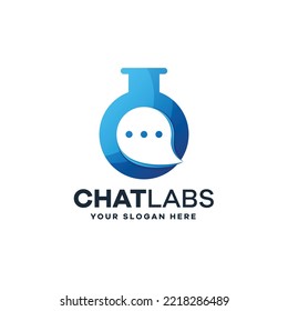 Diseño de iconos de logotipo de chat de laboratorio