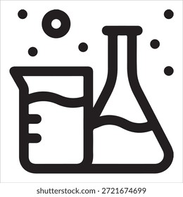 Botella química de laboratorio de ciencia Vector icono de estilo plano