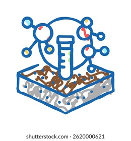 Labor chemische Bodenuntersuchung Doodle Symbol Skizze Vektor. Prüfzeichen für chemische Laborböden. einzelne Symbolgrafik