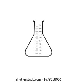 laboratory chemistry equipment, test tube icon with measurment scale, lab flask icon. Stock Vector illustration isolated on white background.