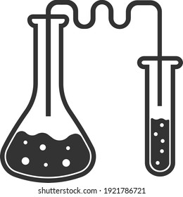 Laboratory chemistry set with two glass containers. A simple icon for a web design, website, or app. Vector illustration isolated on a white background.