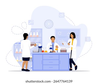 Ilustração do conceito do laboratório. Adequado para landing page, ui, web, cartão de introdução do aplicativo, 
editorial, folheto e banner.