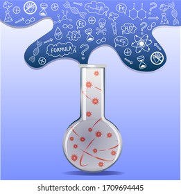 Laboratory
COVID-19 virus flask, vaccine search and research.
