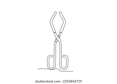 A laboratory crutch pliers. Lab equipment one-line drawing