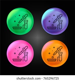 Laboratory crystal ball design icon in green - blue - pink and orange.