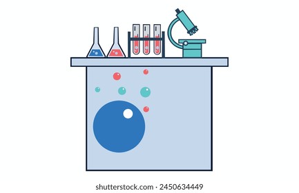 laboratory desk and instrument illustration for commercial use.