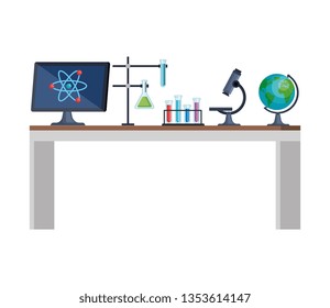 laboratory desk workplace icons
