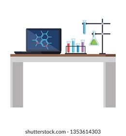 laboratory desk workplace icons