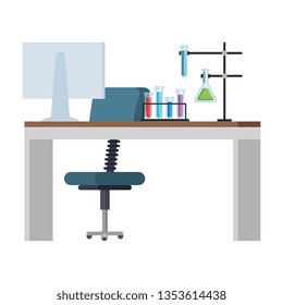 laboratory desk workplace icons