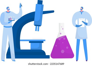 Labordiagnostische Dienstleistungen, medizinische Analyse und Gesundheitsforschung Website, Landungsseite Vektorgrafik. Ärzte oder Wissenschaftler.