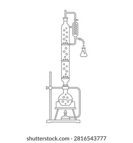 A laboratory distillation apparatus used for separating mixtures based on differences in boiling points, chemistry lab equipment