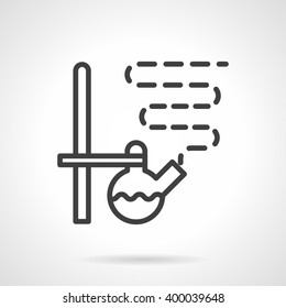 Laboratory Distillation Ware. Flask With Liquid And Steam On Rack. Science And Education. Simple Black Line Vector Icon