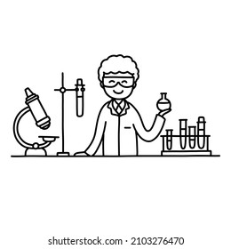 icono del doodle de laboratorio, ilustración del vector