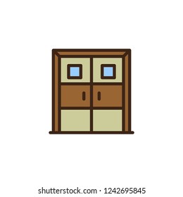 Laboratory doors filled outline icon, line vector sign, linear colorful pictogram isolated on white. Double door symbol, logo illustration. Pixel perfect vector graphics