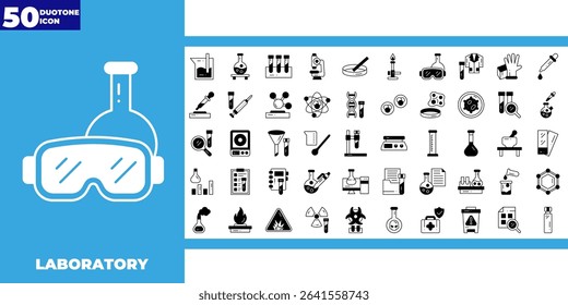 laboratory dualtone icon collection. science lab equipment, chemistry and medicine