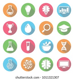 Laboratory, education, herbal, brain, monitor flat icon vector design