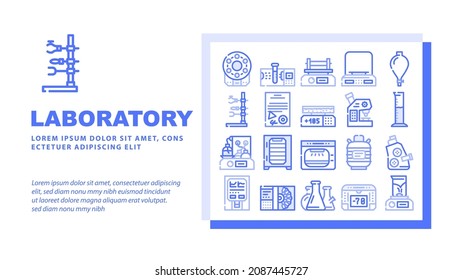 Laboratory Equipment For Analysis Landing Web Page Header Banner Template Vector Digital Scales And Microscope, Electronic Centrifuge And Heating Plate, Autoclave Shaker Laboratory Tools Illustration