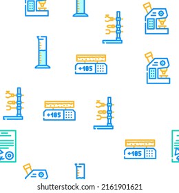 Laboratory Equipment For Analysis Vector Seamless Pattern Color Line Illustration