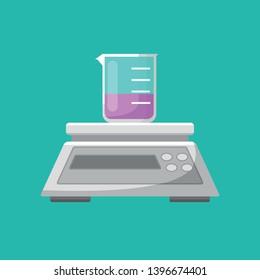 Laboratory equipment, balance and beaker vector
