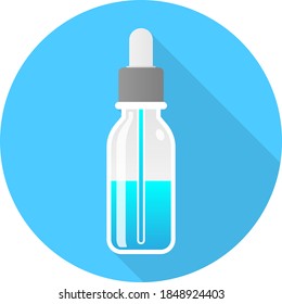 Laboratory Equipment Cartoon Vector - Cosmetic Skincare Ampule Flat Long Shadow Round Icon