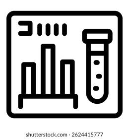 Laboratory equipment displaying growing statistics results with a test tube