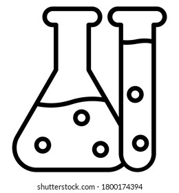 Icono del vector del frasco del equipo de laboratorio negro y blanco