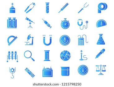 Laboratory equipment gradient icons set