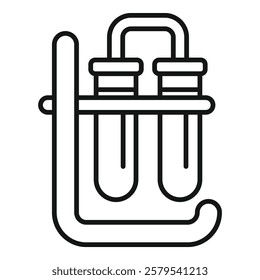 Laboratory equipment icon depicting test tubes being held by a support for scientific experiments