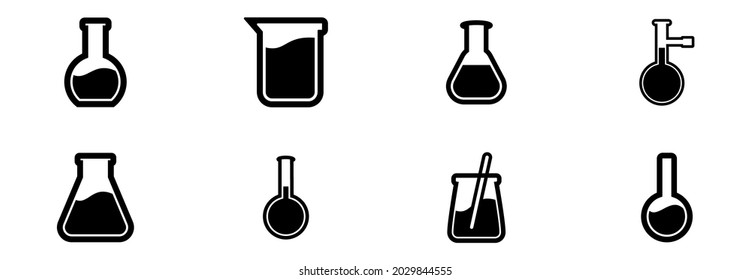 laboratory equipment icon set vector sign symbol
