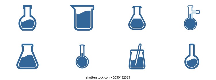 laboratory equipment icon set vector sign symbol