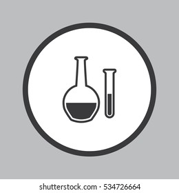 Laboratory equipment icon in white circle on grey background