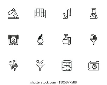 Laboratory equipment icons. Set of line icons on white background. Science concept. Vector illustration can be used for topics like investigation, experiment