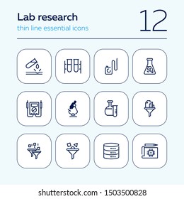 Laboratory equipment icons. Set of line icons on white background. Science concept. Vector illustration can be used for topics like investigation, experiment