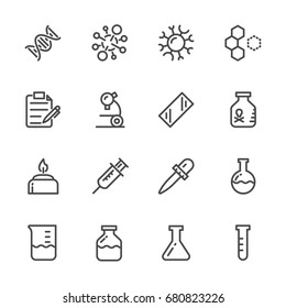 Laboratory equipment Icons set. Vector line icons