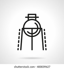 Laboratory equipment. Lab flask bulb on a burner rack. Science and education theme. Simple black line vector icon. Single element for web design, mobile app.