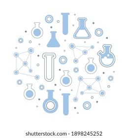 Laboratory Equipment Seamless Pattern of Circular Shape, Pharmacy, Science, Medicine Poster, Banner, Poster, Card, Brochure Design Vector Illustration